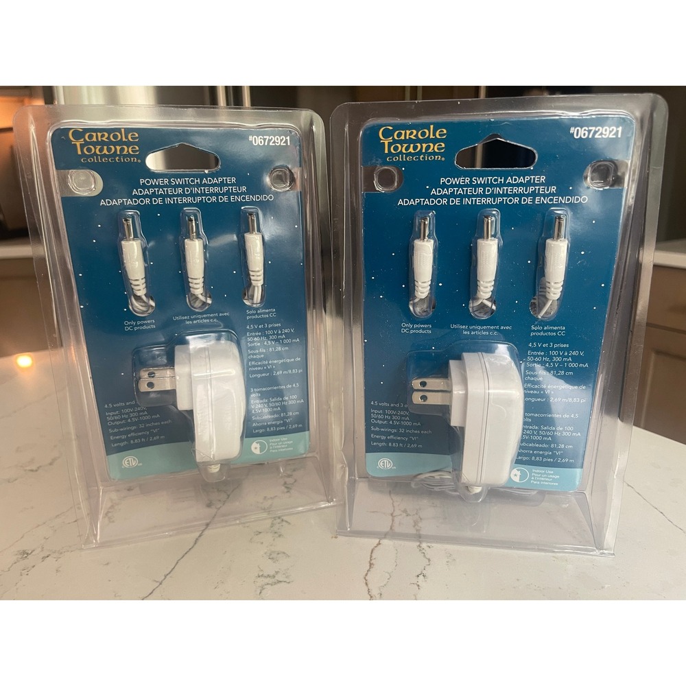 Set of 2 Carole Towne Collection Power Switch Adapter 4.5V 3 Outlets #0672921